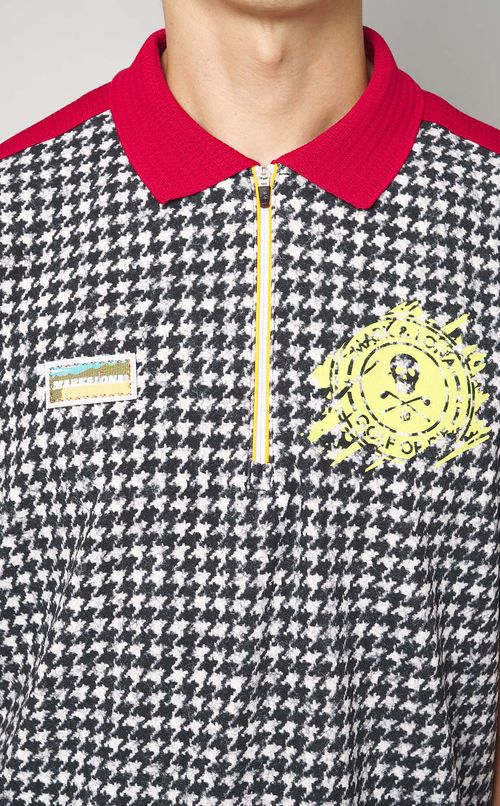 【手洗い可】千鳥ジップアップポロシャツ