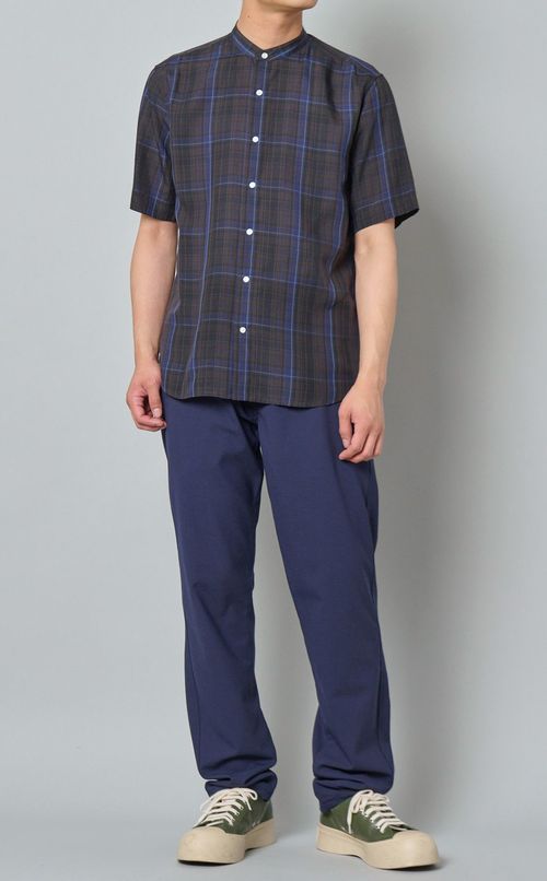 ショートスリーブバンドカラーシャツ