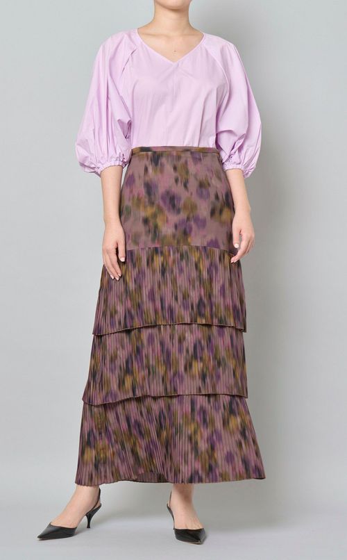 フラワープリントティアードスカート