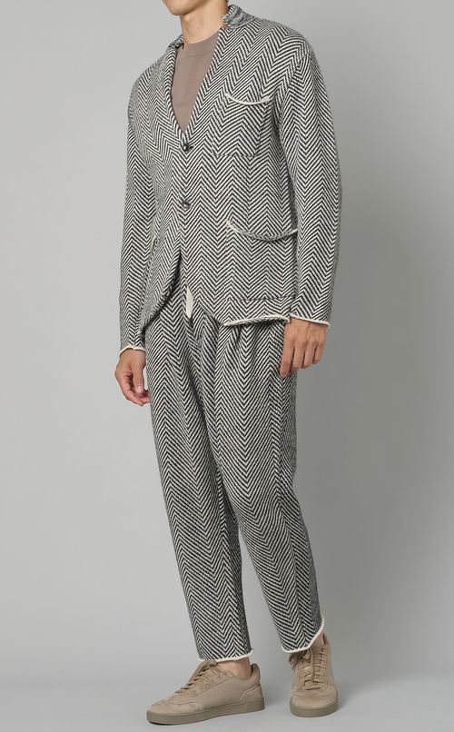 ヘリンボーンニットジャケット