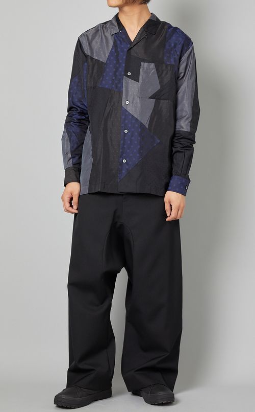 パネルパッチワークキュプラシャツ