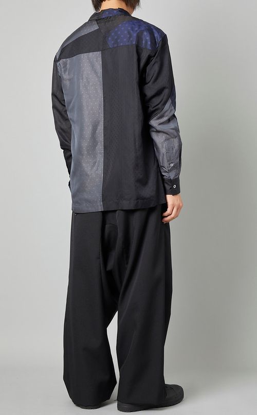 パネルパッチワークキュプラシャツ