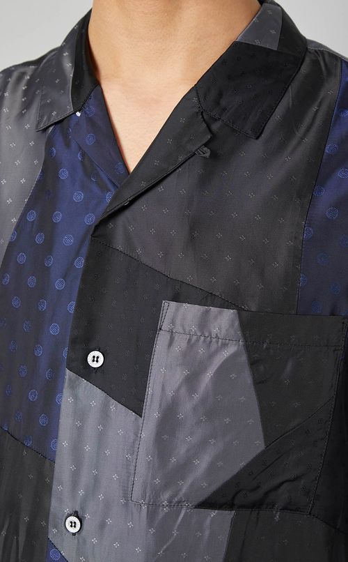 パネルパッチワークキュプラシャツ