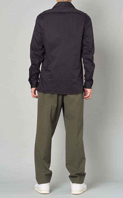 コットンサテンオープンカラーシャツ