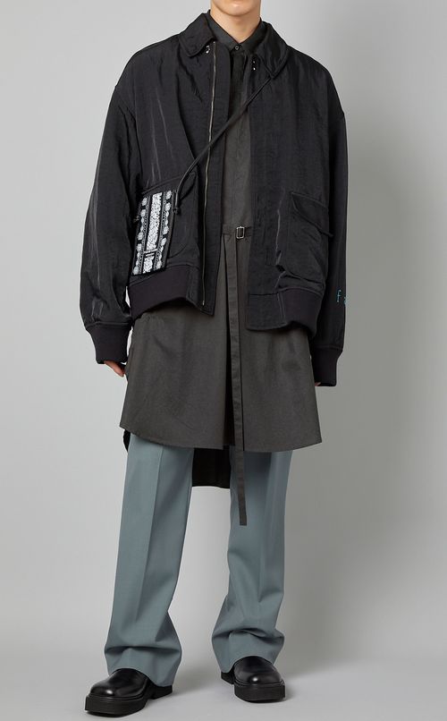 ロングベルテッドシャツ