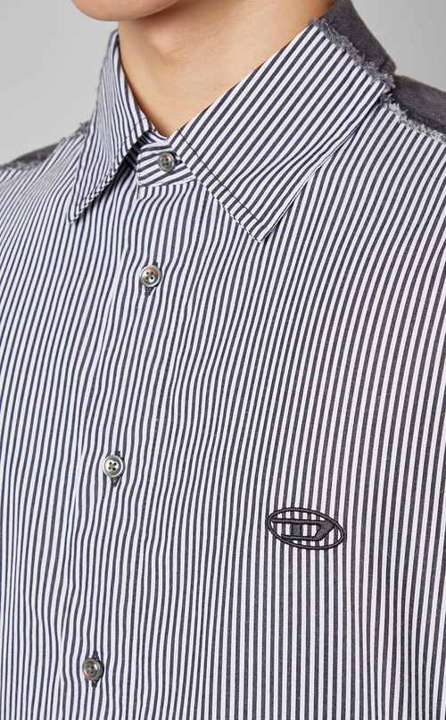 バイカラーストライプシャツ