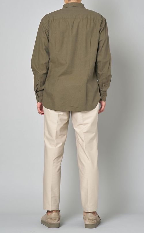 コットンリネンダンガリーオーバーシャツ