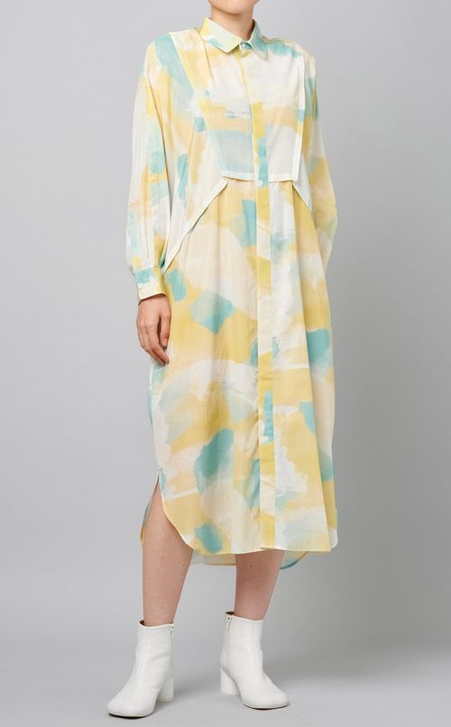 ウォーターカラーシャツワンピース