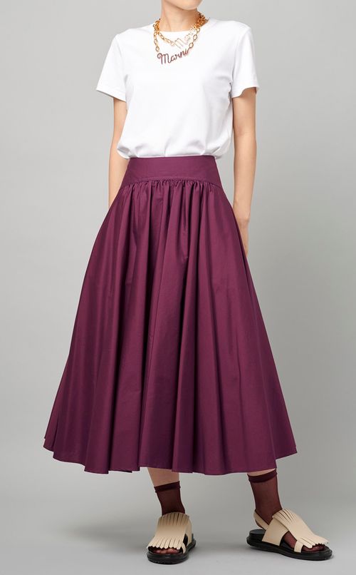 フロントギャザーフレアスカート