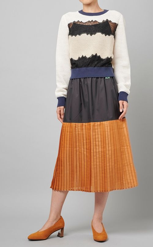 バイカラープリーツスカート