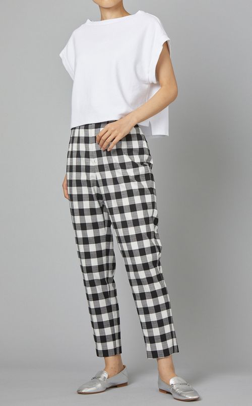 スラブギンガムハイウエストパンツ