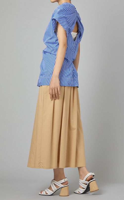 ストライプVネックブラウス