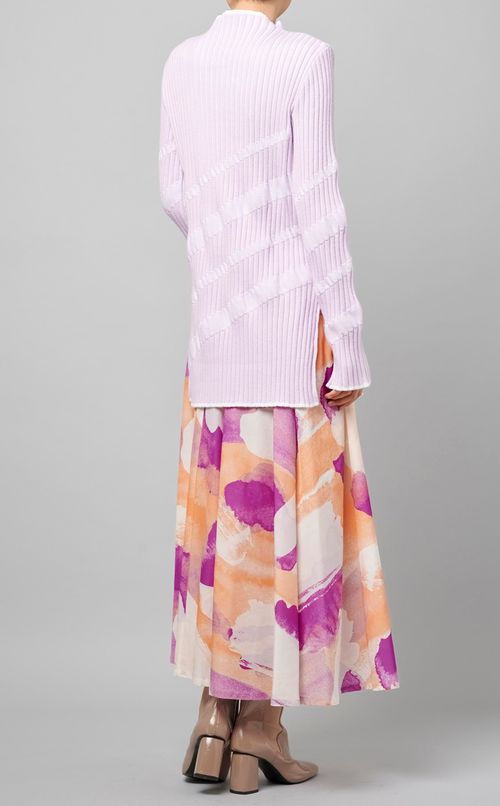 バイカラーリブニットプルオーバー