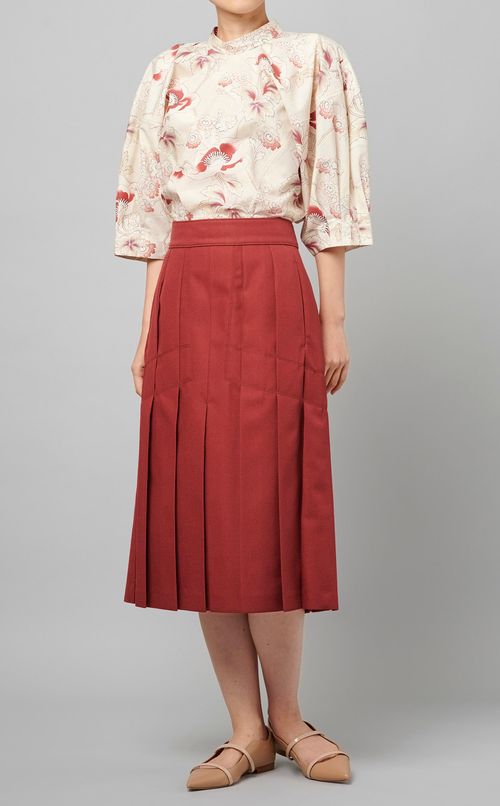 フラワープリント半袖ブラウス