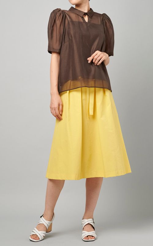 襟付きシアーブラウス