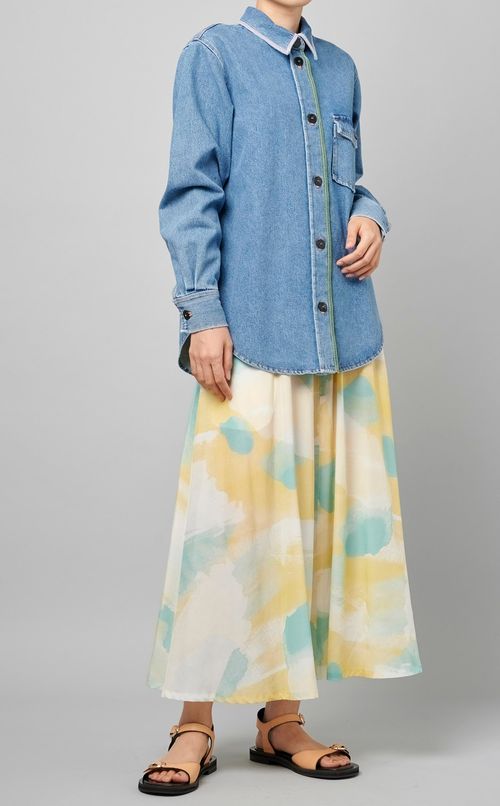 ウォーターカラーフレアスカート