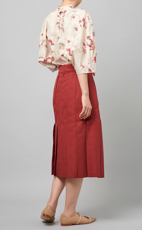 フラワープリント半袖ブラウス