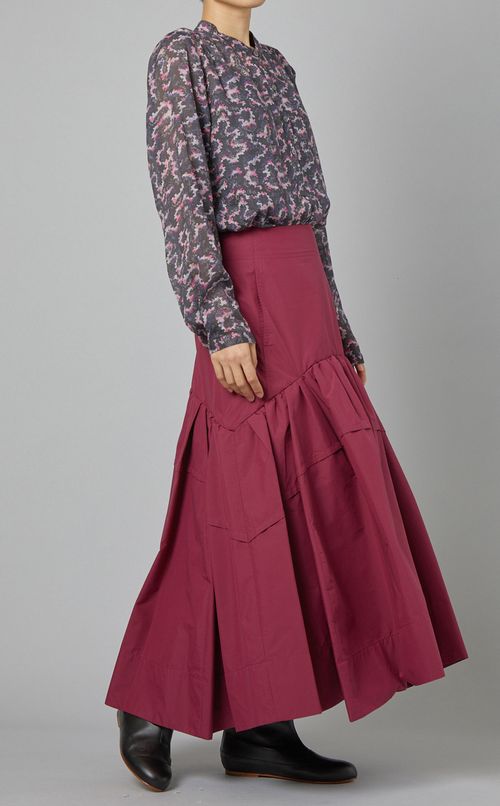 マルチプリントスタンドカラーブラウス