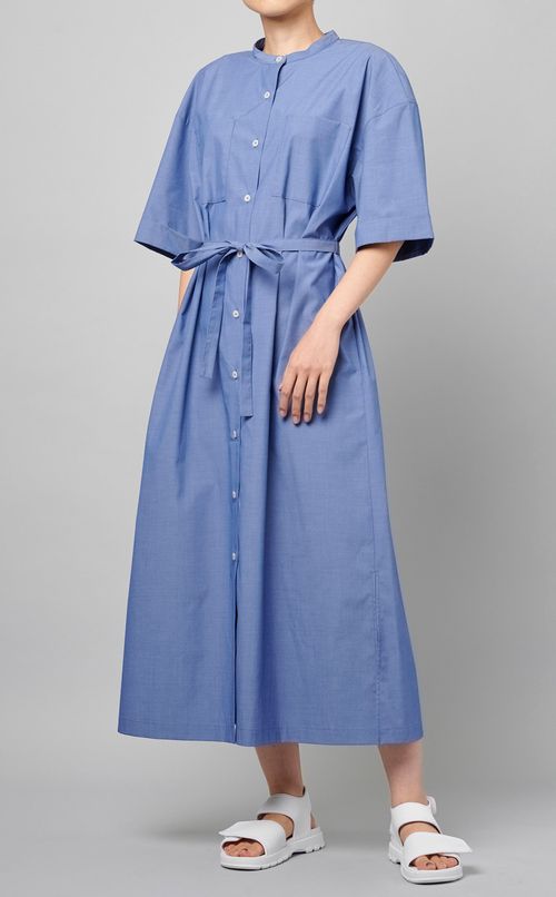 バンドカラーシャツワンピース