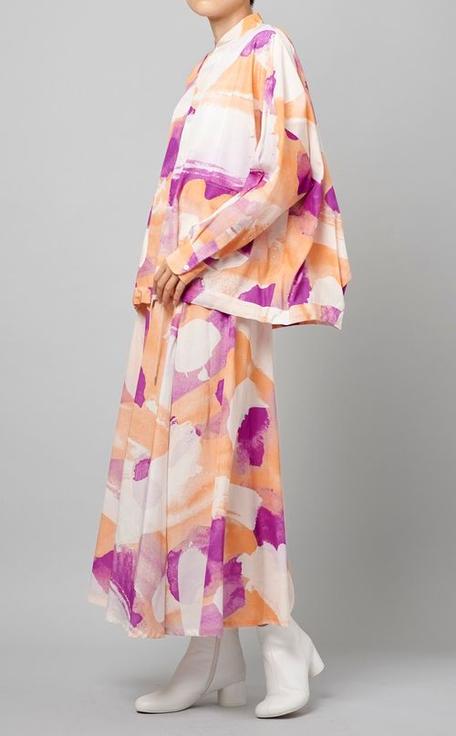 ウォーターカラーフレアスカート