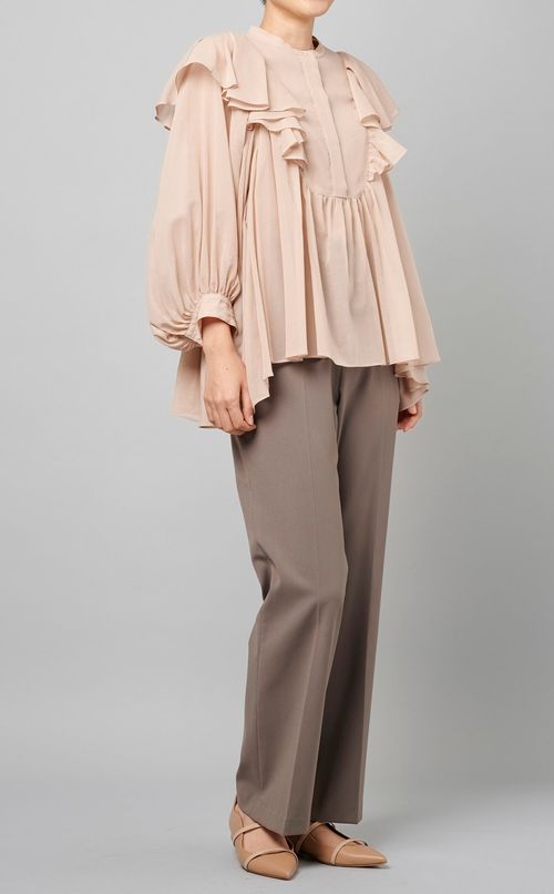 オーガンジーフリルブラウス