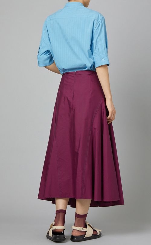 スタンドカラーラッフルブラウス