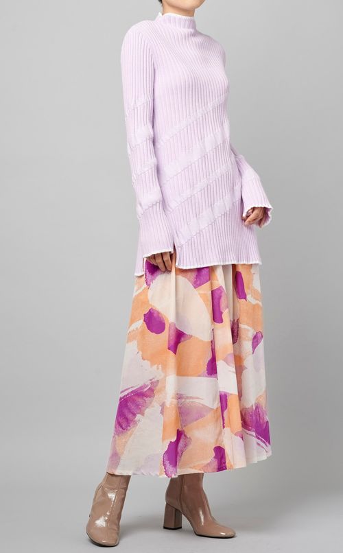 バイカラーリブニットプルオーバー