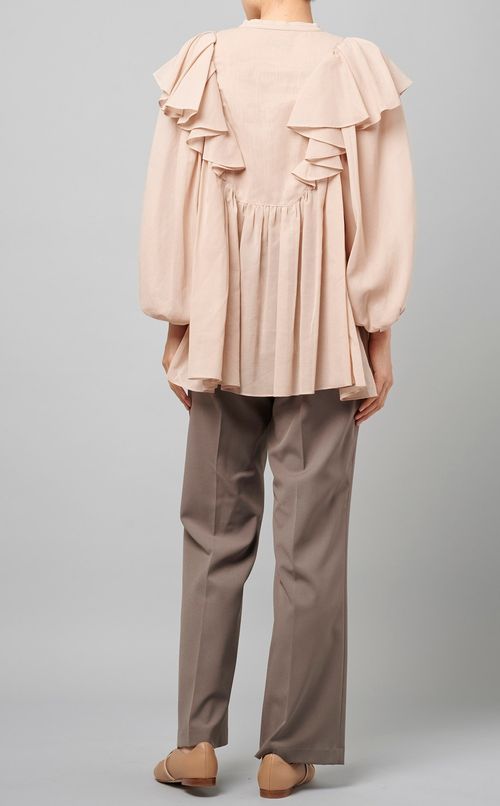 オーガンジーフリルブラウス