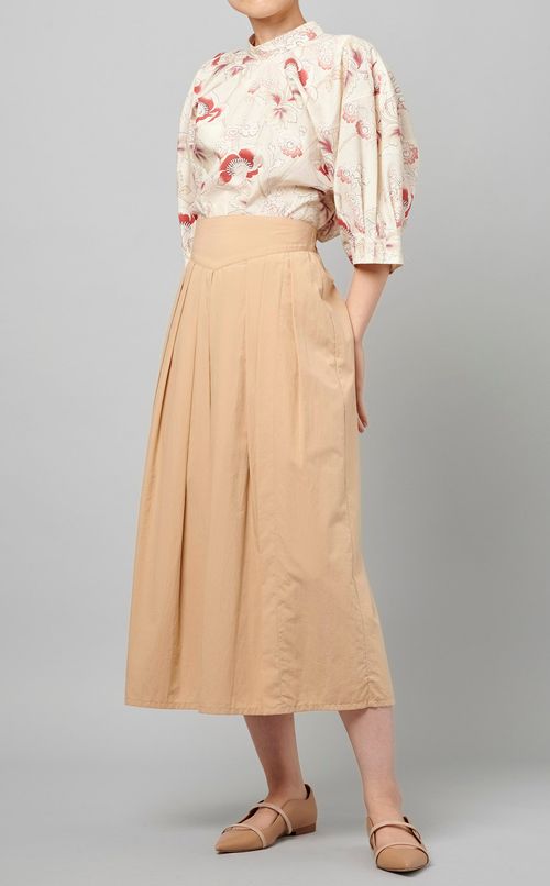 フラワープリント半袖ブラウス