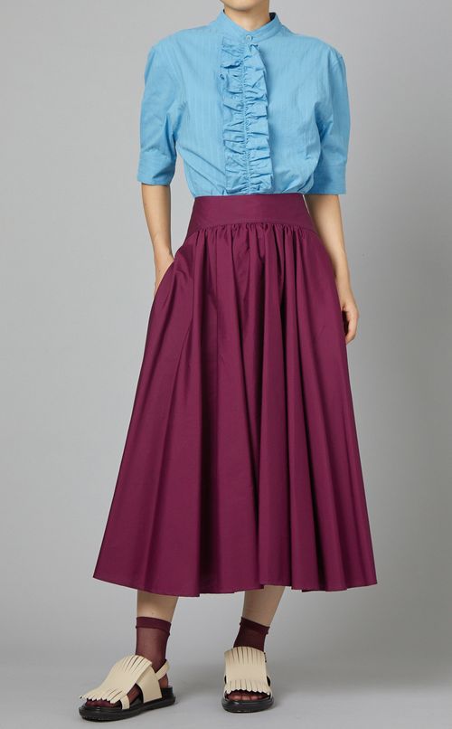 フロントギャザーフレアスカート