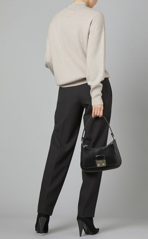 ウール混ビルドネックニットプルオーバー