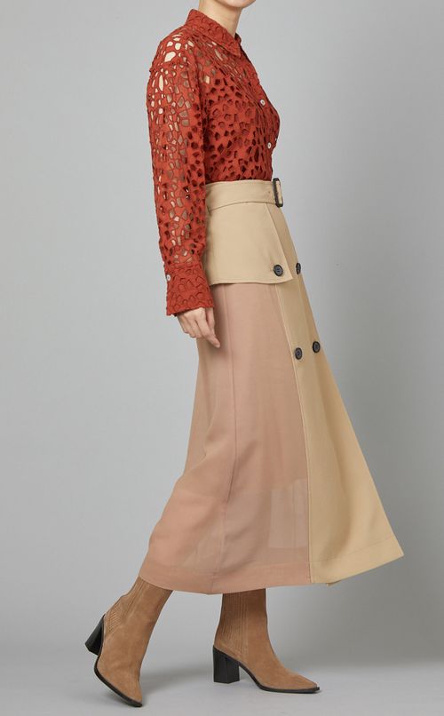 コットンレーススリムシャツ