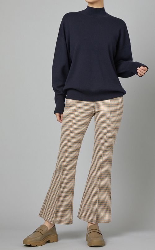 チェック柄フレアクロップドパンツ