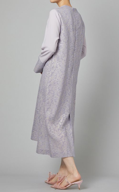 ラメドットジャガードVネックドレス