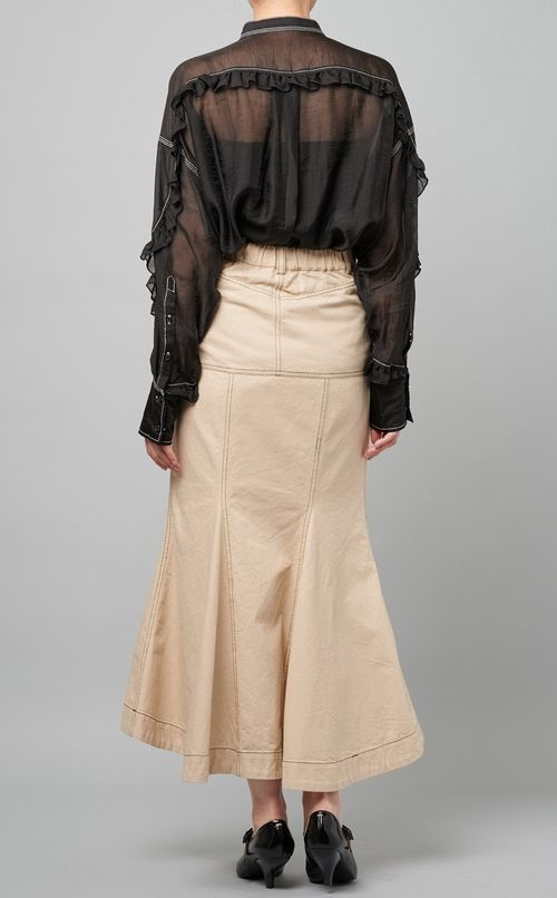 フリルバンドカラーシアーブラウス