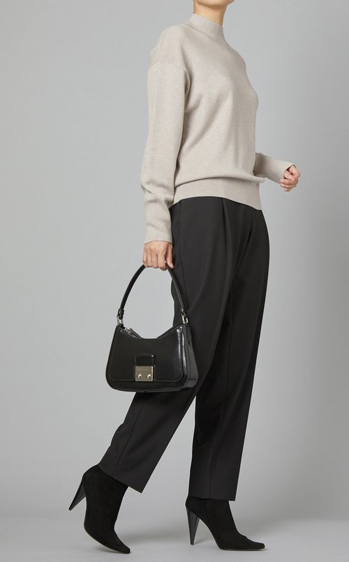 ウール混ビルドネックニットプルオーバー