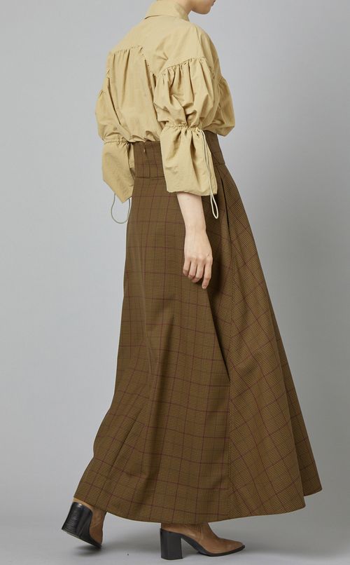 チェック柄ハイウエストフレアスカート