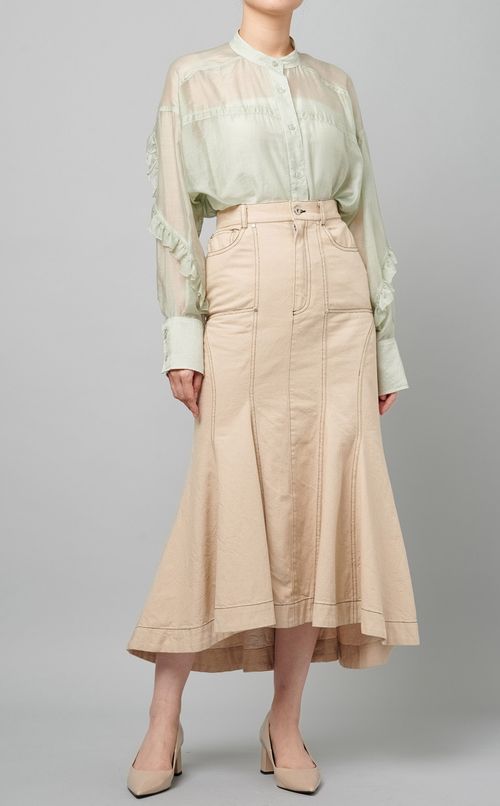 フリルバンドカラーシアーブラウス