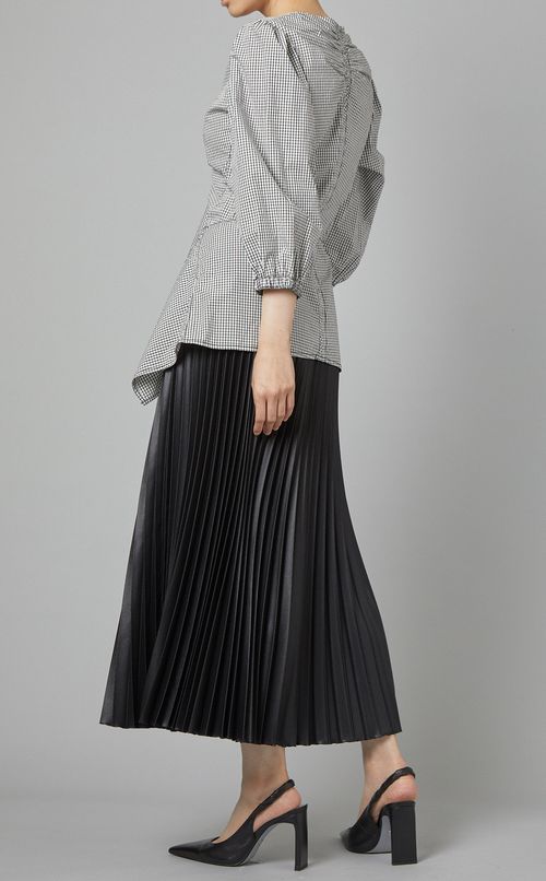 フロントギャザーチェック柄ブラウス