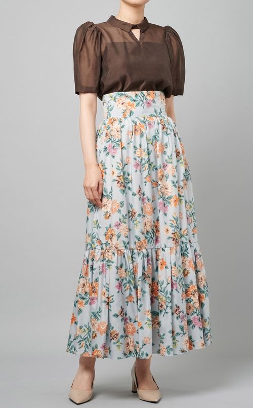 襟付きシアーブラウス