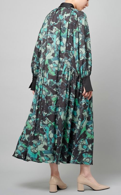 前開きプリントワンピース