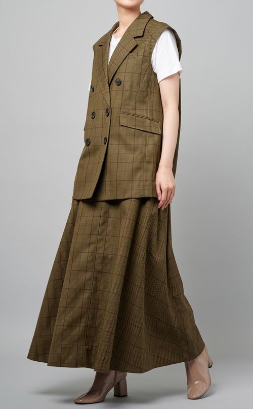 チェックノースリーブジャケット