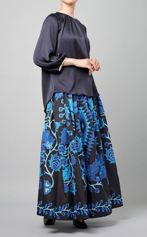 バイカラーギャザーブラウス