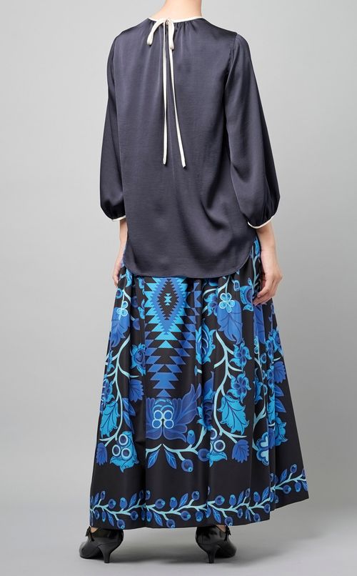 バイカラーギャザーブラウス