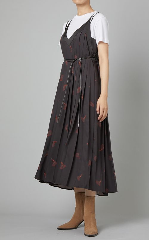 フラワープリントプリーツワンピース