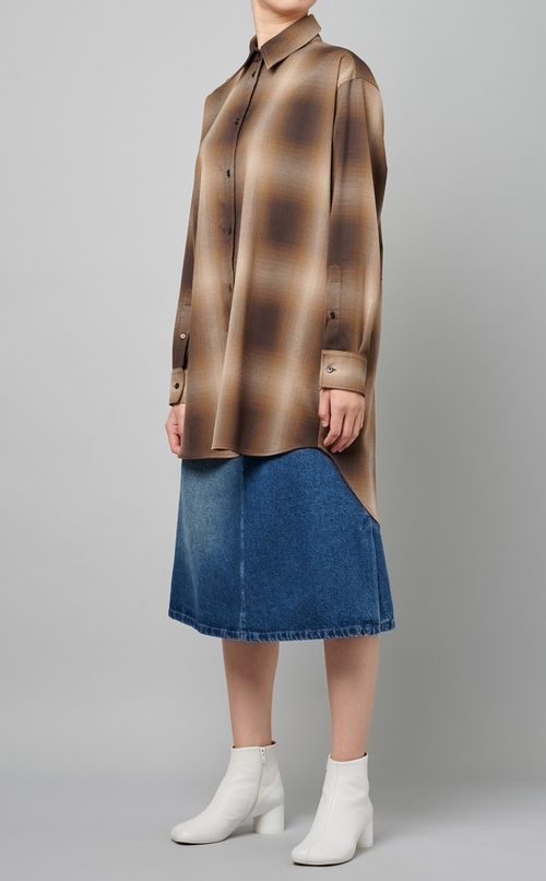 2wayケープデザインチェックブラウス