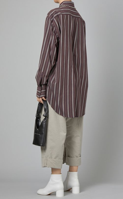 ベルト付ストライプシャツ