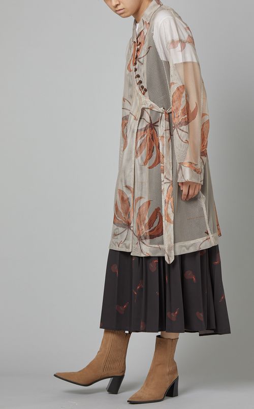 フラワープリントプリーツワンピース