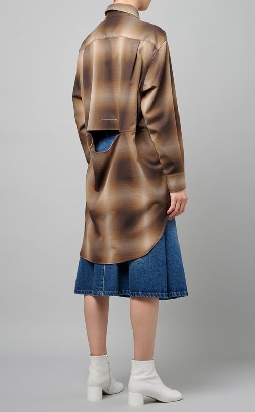 2wayケープデザインチェックブラウス