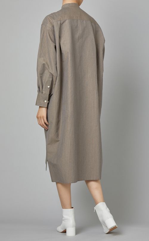 バンドカラースリットシャツワンピース